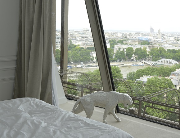 Eiffel Tower apartment bedroom views over Paris