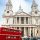 Red london bus in front of St Paul's Cathedral