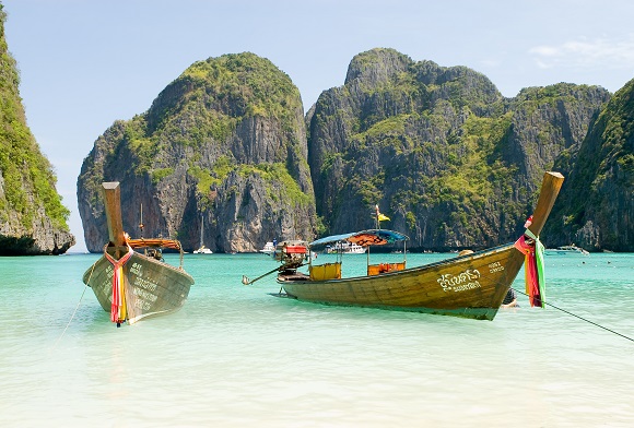 Boats on the beach in Phuket, Thailand