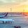 Airplane airport sunset flying