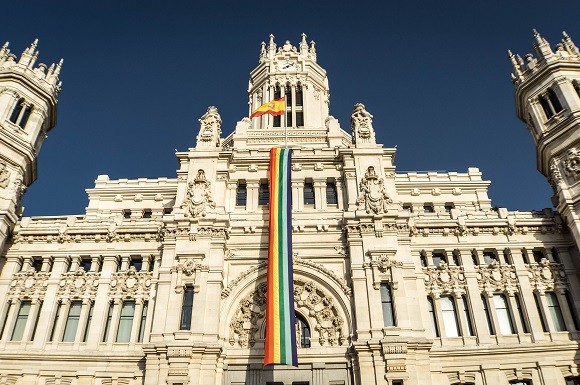 Gay pride flag in Madrid