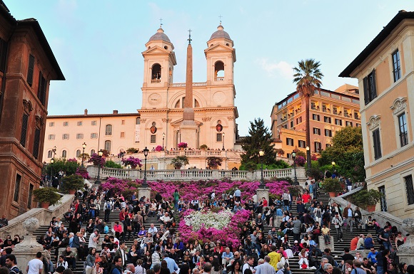 Crowds on the Spanish Steps in Rome