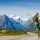 Happy traveler in the mountains